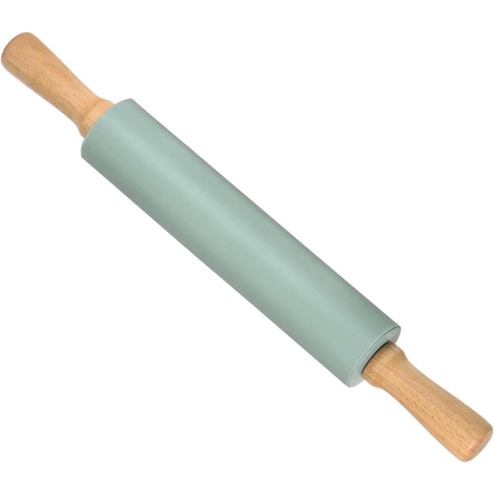 Kitchen Roller Baking - Non-Stick Silicone Rolling Pin Wooden Handle