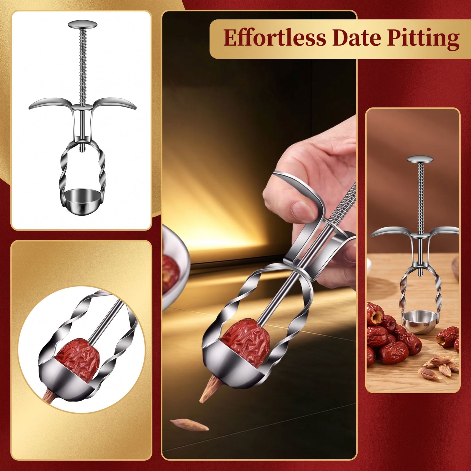 Kitchen Baking Gadgets - Stainless Steel Red Date Pitter Tool